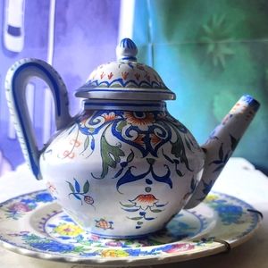 Decor Rouen Fait Main Vintage French Hand Made Floral sugar bowl 4 inch
